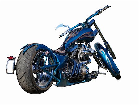 simsearch:400-05017762,k - A blue custom motorbike isolated with clipping path Stock Photo - Budget Royalty-Free & Subscription, Code: 400-04455424