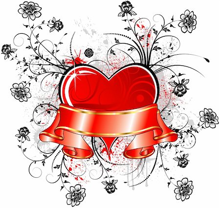 Valentine's abstract frame with ribbon and blots, elements for design, vector illustration Stock Photo - Budget Royalty-Free & Subscription, Code: 400-04455446