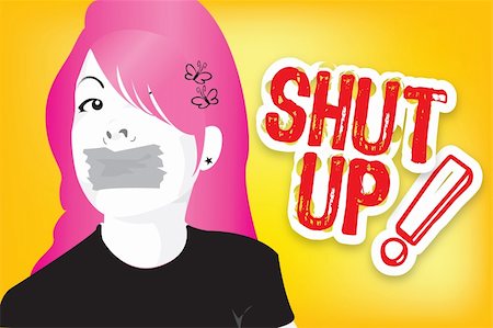 speaking mouth illustration - shut your mouth girl!!! Stock Photo - Budget Royalty-Free & Subscription, Code: 400-04458363