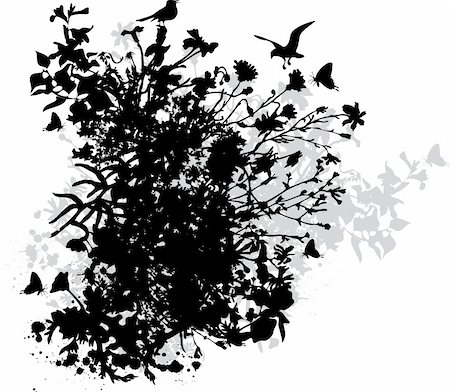 black abstract floral shapes Stock Photo - Budget Royalty-Free & Subscription, Code: 400-04458925