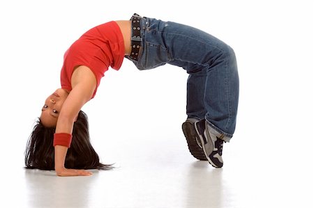 simsearch:6109-08802676,k - Break dancing girl in bridge pose (side view) Stock Photo - Budget Royalty-Free & Subscription, Code: 400-04453437