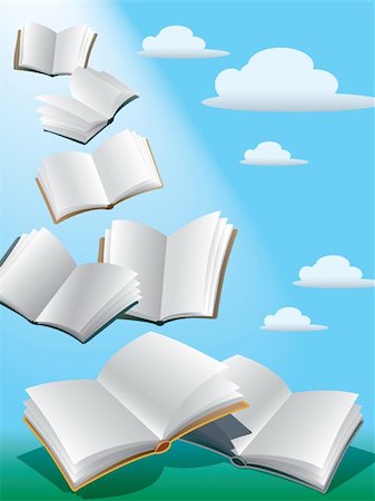 simsearch:700-00150473,k - Open flying books in the sky with sunshine. Stock Photo - Budget Royalty-Free & Subscription, Code: 400-04453789