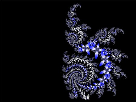 simsearch:400-04836804,k - blue and silver fractal flowers forming a spiral on right hand side, copy space on left Stock Photo - Budget Royalty-Free & Subscription, Code: 400-04464293