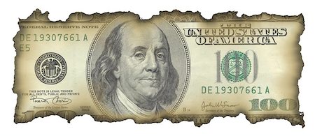 Burnt 100 dollar bill Stock Photo - Budget Royalty-Free & Subscription, Code: 400-04464982