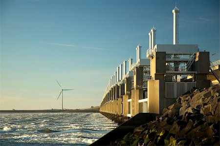 Storm surge barrier in Zeeland, Holland. Build after the storm disaster in 1953. Stock Photo - Budget Royalty-Free & Subscription, Code: 400-04465535