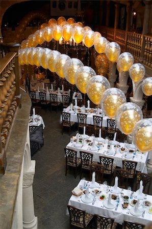 Celebratory ornament of a hall of restaurant for creation of good mood for person celebrating his jubilee Stock Photo - Budget Royalty-Free & Subscription, Code: 400-04467113