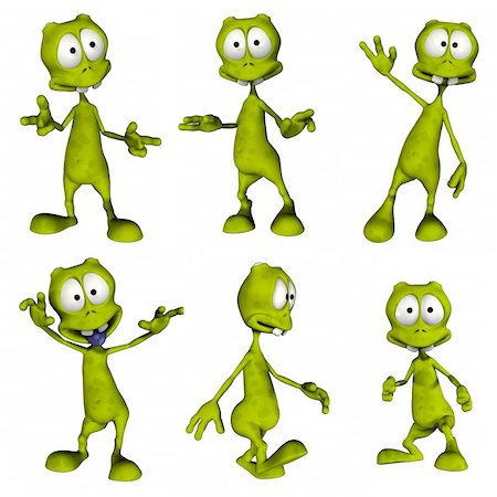 simsearch:400-04302817,k - 3D Renders of cartoon alien.  Six different poses. Stock Photo - Budget Royalty-Free & Subscription, Code: 400-04467224
