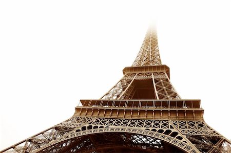 paris sepia - The Eiffel Tower in Paris, France.   Sepia tone, Digital artwork. Copy space. Stock Photo - Budget Royalty-Free & Subscription, Code: 400-04467950