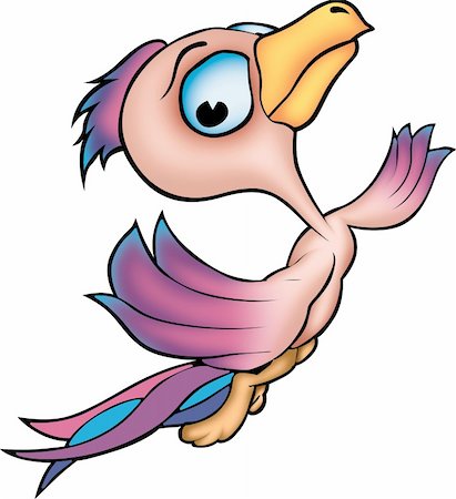 simsearch:400-04116240,k - Flying bird 01 - High detailed and coloured illustration - Pink flying parrot Stock Photo - Budget Royalty-Free & Subscription, Code: 400-04460229