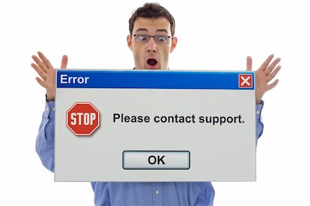 simsearch:400-03933798,k - Scared computer user with error message - easily editable - isolated Stock Photo - Budget Royalty-Free & Subscription, Code: 400-04461166