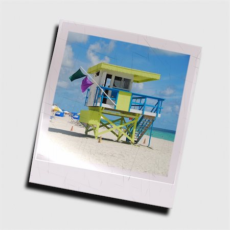 simsearch:625-00903103,k - Multicolored lifeguard station on South Florida beach Stock Photo - Budget Royalty-Free & Subscription, Code: 400-04462538
