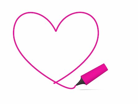simsearch:400-06207242,k - Vector - Heart shaped symbol formed by a highlighter pen in bright pink. Concept: Romance Stock Photo - Budget Royalty-Free & Subscription, Code: 400-04463945