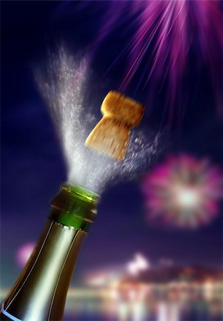 simsearch:400-05120066,k - Champagne splash, cityscape in background Photographie de stock - Aubaine LD & Abonnement, Code: 400-04474928