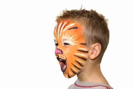 Little 5 year old yelling and screaming. Face-painted as a lion. Stock Photo - Budget Royalty-Free & Subscription, Code: 400-04475085