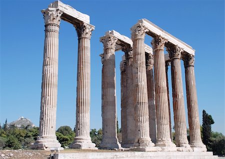 simsearch:400-04476617,k - The Temple of Olympian Zeus (Greek: Naos tou Olimpiou Dios), also known as the Olympieion, is a temple in Athens. Although work began in the 6th century BC, it was not completed until the reign of the Emperor Hadrian in the 2nd century AD. In the Hellenistic and Roman periods it was the largest temple in Greece. Stock Photo - Budget Royalty-Free & Subscription, Code: 400-04476126