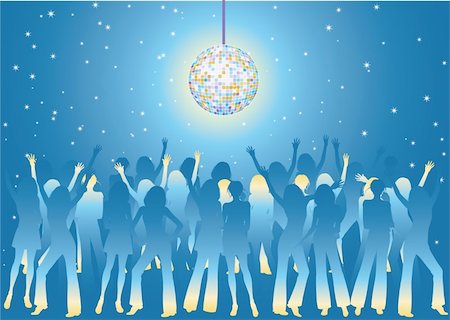 simsearch:400-04474927,k - Vector illustration with silhouettes of the young girls dancing on a night party Stock Photo - Budget Royalty-Free & Subscription, Code: 400-04477124
