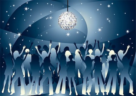 simsearch:400-04474927,k - Vector illustration with silhouettes of the young girls dancing on a night party Stock Photo - Budget Royalty-Free & Subscription, Code: 400-04477126