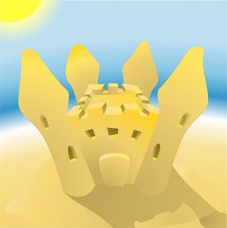 simsearch:400-04423521,k - An illustration of a sandcastle on a sunny beach Photographie de stock - Aubaine LD & Abonnement, Code: 400-04477408