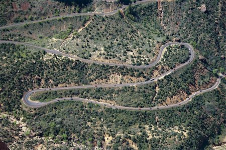 simsearch:400-03948680,k - Aerial of winding Route 9 road in Zion National Park of Utah, USA. Stock Photo - Budget Royalty-Free & Subscription, Code: 400-04477630