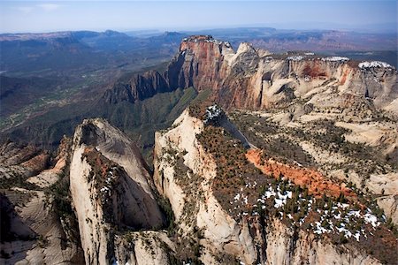 simsearch:400-03948680,k - Aerial of desert landscape in Zion National Park in Utah, USA. Stock Photo - Budget Royalty-Free & Subscription, Code: 400-04477642