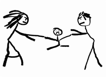 A childlike drawing illustrating divorce with the child be fought over in the middle. Stock Photo - Budget Royalty-Free & Subscription, Code: 400-04478959
