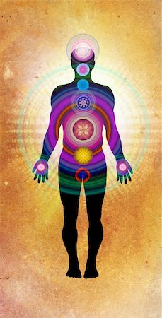 Mixed media illustration of 7 body chakras Stock Photo - Budget Royalty-Free & Subscription, Code: 400-04479165