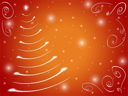 simsearch:400-05006261,k - christmas tree drawn by white lights over red and yellow background Stock Photo - Budget Royalty-Free & Subscription, Code: 400-04479833
