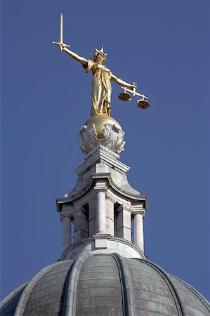 statues on building top - statue of justice, a woman holding a sword in her right hand standing for the power to punish and a balance in her left hand standing for equity on the roof of the old bailey, officially known as the central criminal court london england uk europe taken in june 2006 Stock Photo - Budget Royalty-Free & Subscription, Code: 400-04472708