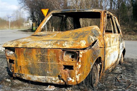 Burned car Stock Photo - Budget Royalty-Free & Subscription, Code: 400-04472961