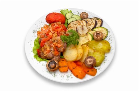 simsearch:400-06864386,k - grilled veal fillet mignon with grilled vegetables and vegetable sauce Stock Photo - Budget Royalty-Free & Subscription, Code: 400-04473553