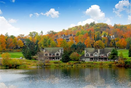 simsearch:400-04909150,k - Luxury resort on a lake in the fall Stock Photo - Budget Royalty-Free & Subscription, Code: 400-04473912