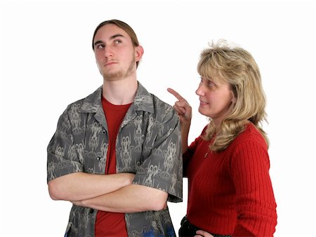 defiant behavior - A teen boy ignoring his mother, rolling his eyes while she lectures him. Stock Photo - Budget Royalty-Free & Subscription, Code: 400-04484734