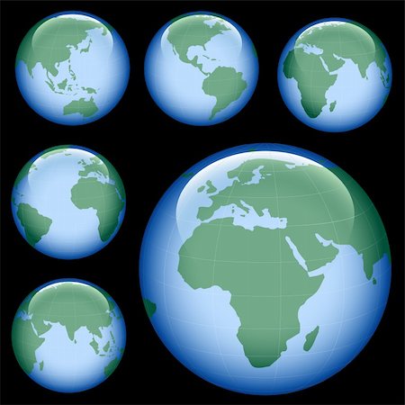simsearch:400-05052137,k - shiny planet earth map from six views; illustration Photographie de stock - Aubaine LD & Abonnement, Code: 400-04485907