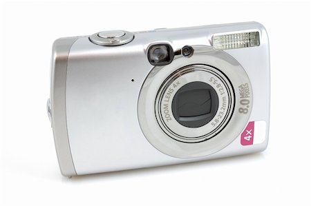 simsearch:400-04294580,k - Digital camera in isolated white background Stock Photo - Budget Royalty-Free & Subscription, Code: 400-04489184