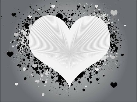 simsearch:400-06107660,k - White and gray abstract heart design with grunge paint splats and scattered hearts against a gray background. Stock Photo - Budget Royalty-Free & Subscription, Code: 400-04489520