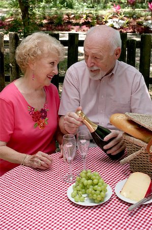 simsearch:400-04208630,k - A retired couple having a picnic in the park.  The husband is opening the wine. Stock Photo - Budget Royalty-Free & Subscription, Code: 400-04483964