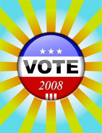 Vote button - presidential elections button with striped background Stock Photo - Budget Royalty-Free & Subscription, Code: 400-04494011