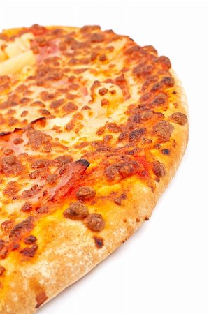 simsearch:400-04479187,k - Tasty Italian pizza with soft shadow on white background. Shallow DOF Stock Photo - Budget Royalty-Free & Subscription, Code: 400-04494623
