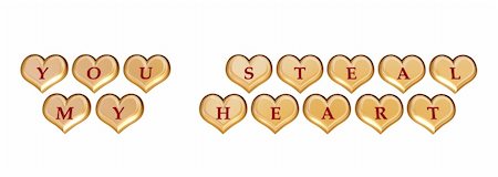 simsearch:400-05887181,k - 3d golden hearts with red letters with text - you steal my heart, isolated Stock Photo - Budget Royalty-Free & Subscription, Code: 400-04494975