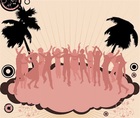 simsearch:400-04222943,k - silhouette people dancing on  the party island Photographie de stock - Aubaine LD & Abonnement, Code: 400-04495182