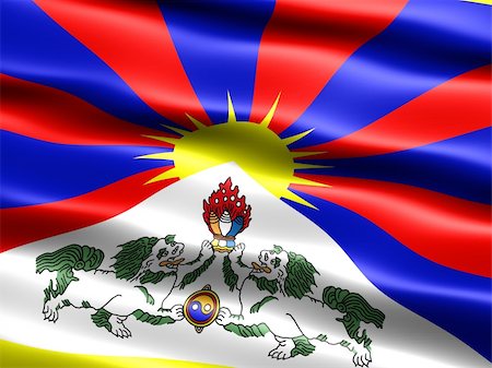 simsearch:400-04145172,k - Flag of Tibet, computer generated illustration with silky appearance and waves Stock Photo - Budget Royalty-Free & Subscription, Code: 400-04496195