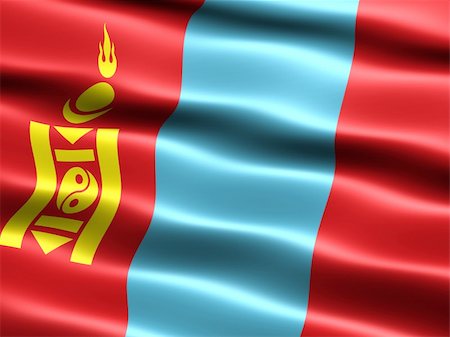 simsearch:400-04145172,k - Flag of Mongolia, computer generated illustration with silky appearance and waves Stock Photo - Budget Royalty-Free & Subscription, Code: 400-04496192