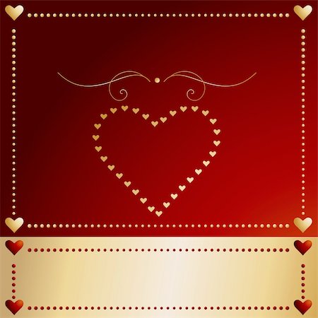 red golden flower border designs - Vector - Valentine's day card with hearts and a golden banner. Stock Photo - Budget Royalty-Free & Subscription, Code: 400-04497090
