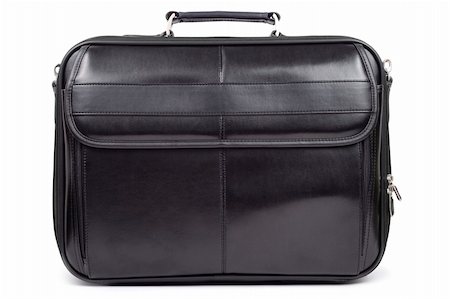 empty suitcase - black leather briefcase isolated over white background Stock Photo - Budget Royalty-Free & Subscription, Code: 400-04497156