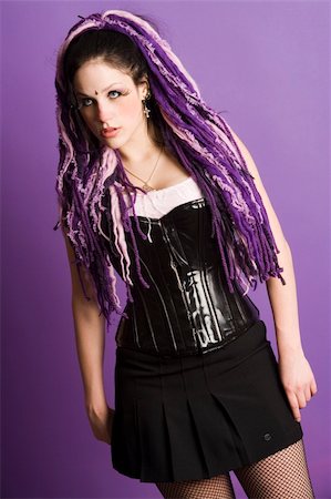 simsearch:400-05693792,k - A beautifull girl with purple dreadlocks in her hair Stock Photo - Budget Royalty-Free & Subscription, Code: 400-04497552
