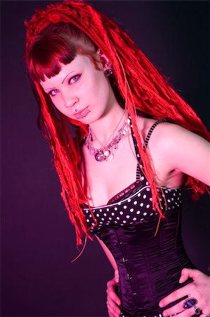 simsearch:400-05693792,k - Gothic girl with red hair Stock Photo - Budget Royalty-Free & Subscription, Code: 400-04497582