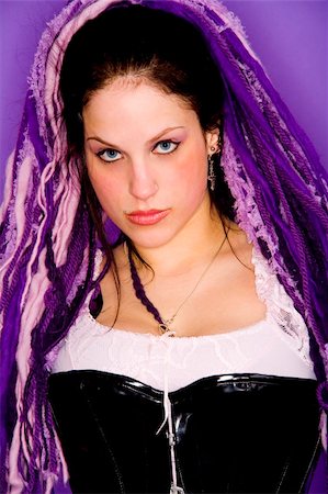 simsearch:400-05693792,k - A beautifull girl with purple dreadlocks in her hair Stock Photo - Budget Royalty-Free & Subscription, Code: 400-04497583