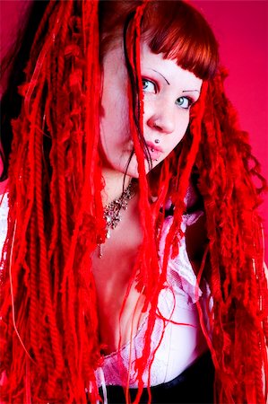 simsearch:400-05693792,k - Gothic girl with red hair Stock Photo - Budget Royalty-Free & Subscription, Code: 400-04497596