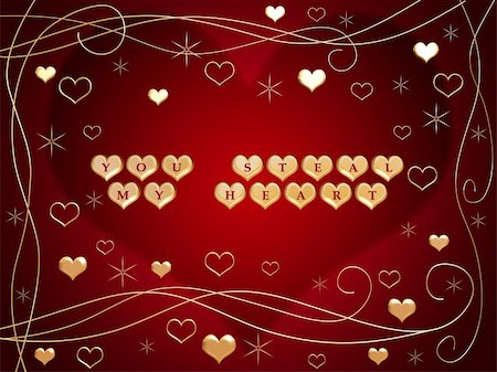 simsearch:400-05887181,k - 3d golden hearts, red letters, text - you steal my heart, flowers, stars Stock Photo - Budget Royalty-Free & Subscription, Code: 400-04497701