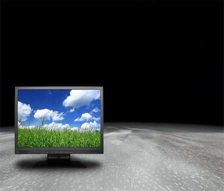 lcd screen with grassland on an abstract planet, photo inside is my property, you can also remove the wallpaper and use as needed Stock Photo - Budget Royalty-Free & Subscription, Code: 400-04497713